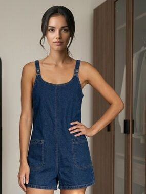 Vintage 80s 90s Esprit Basix Shorts Romper Denim Playsuit Jumper Women’s 3/4 New